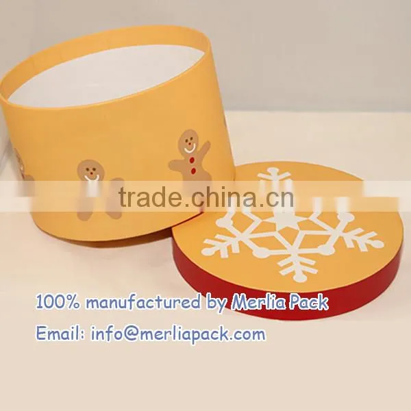 Chic Round Christmas Dolls Gift Box Craft Kids Cake Hat Paper Snowflake Boxes