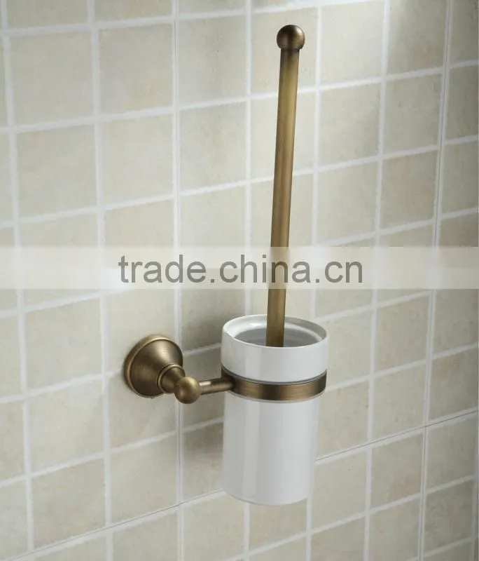 2014 London Fashion Pure Ceramic Antique Brass Toilet Brush Holder Accessories for Bathroom