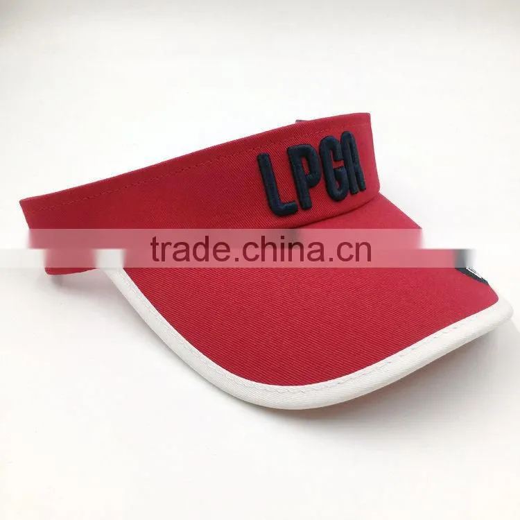 High quality 100% cotton twill 3D embroidery UV protection sun visor cap