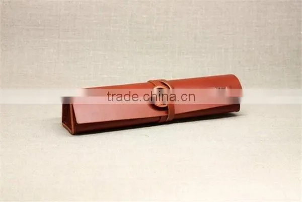 Custom design genuine cowhide leather cool pen case pencil case