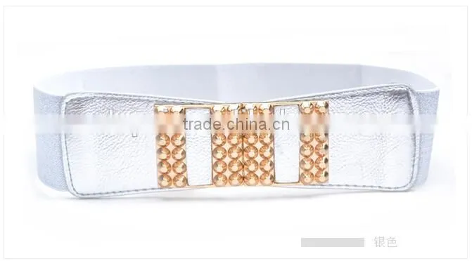 fashion metallic gold belt wide leather belt for girls and women