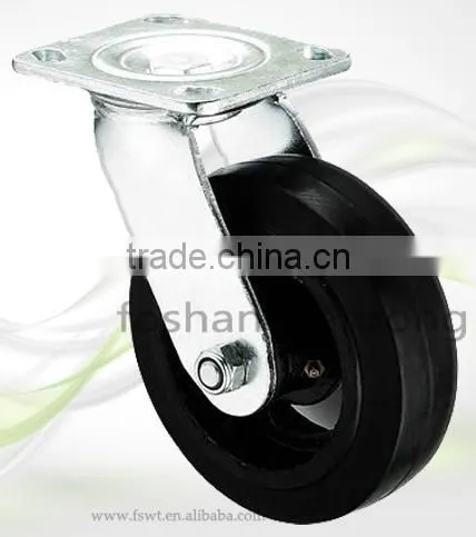 4''5''6''8'' Hardware Fixed Roller Bearing Cast Iron Rubber Caster Wheel