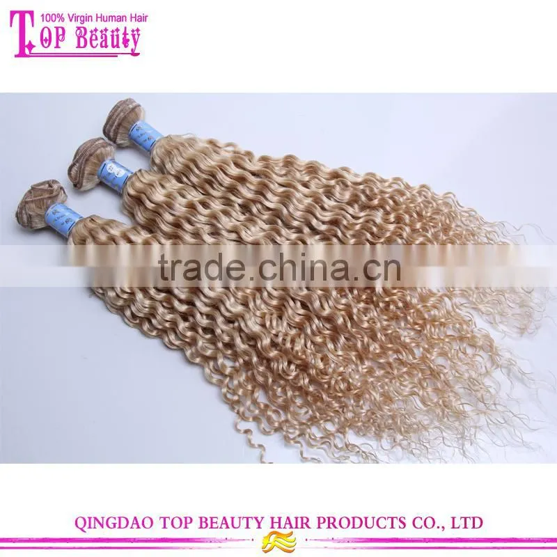 Wholesale cheap high quality long curly hair weave 100% virgin indian human hair 613 blonde hair weave