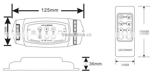 DC5V-24V 8A*3Channel Single color led dimmer touch remote control