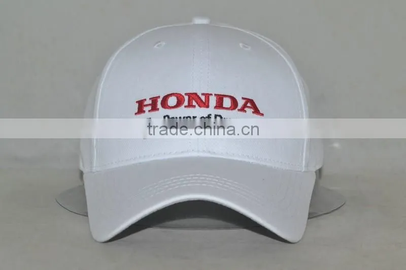 Guangzhou professional custom 100% cotton white hat factory Famous auto brand baseball cap