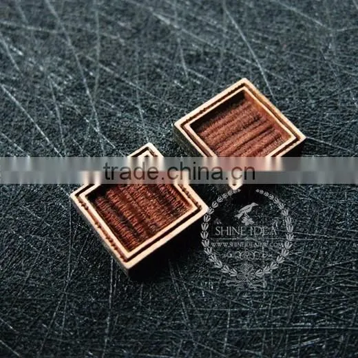 8mm setting size vintage style natual log wood bezel square pendant setting DIY findings supplies 1431029