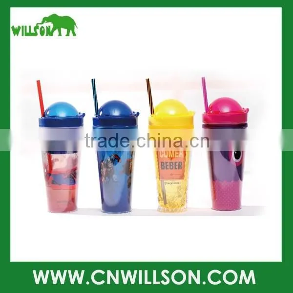 plastic ice cream cup with straw