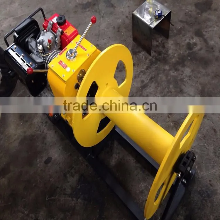 3T gasoline wire rope pulling winch wire take up and stringing machine