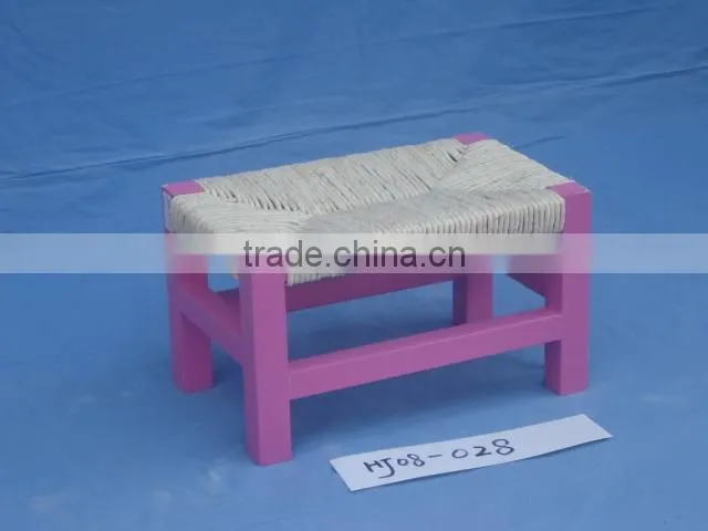 Blue Solid Wooden Children Chair Rush Seat