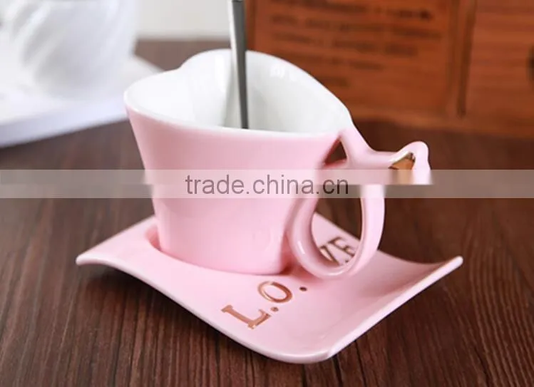 250ml Ceramic mug with special handle Heart shaped coffee mug