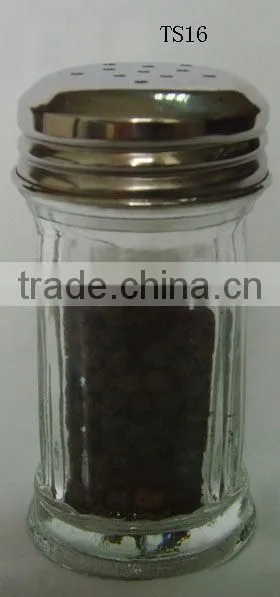 2016 cheap mini clear cylinder glass pepper shaker jar with metal lid