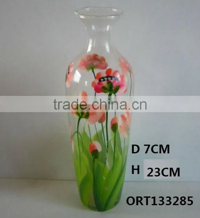 Flower Printed shaped Decoration Glass vase