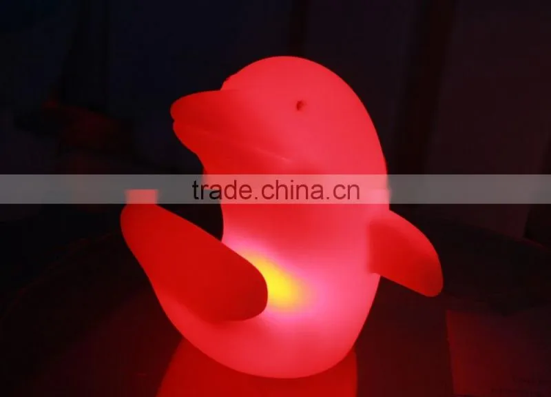 Popular rechargeable home decoration led dolphin light with 16 rgb