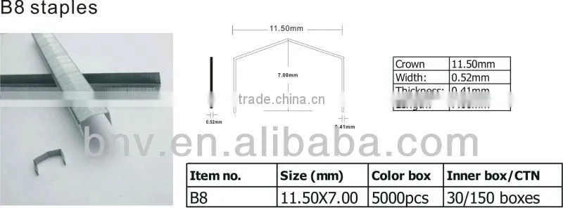 Quality silver color galvanized staple pin no.10