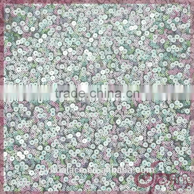 Colorful wholesale cheap allover sequin lace fabric for party dress
