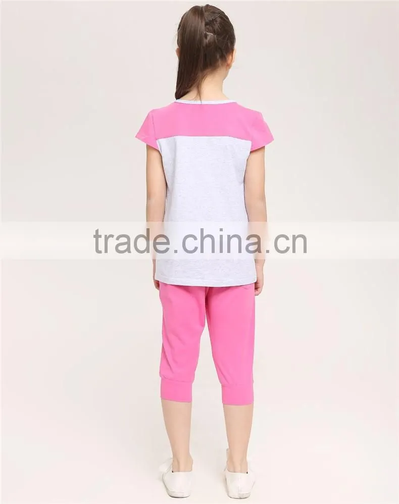 2016 fashion dress leisure short sleeves t shirt children's suit of clithes for little girls