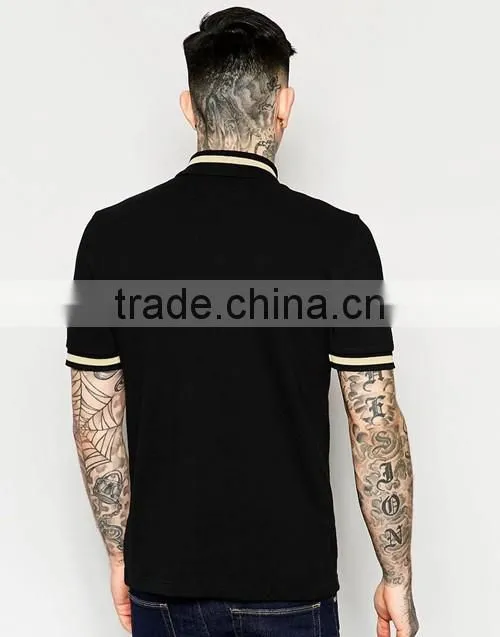 High quality casual fit men black pique polo shirt manufacturer in China