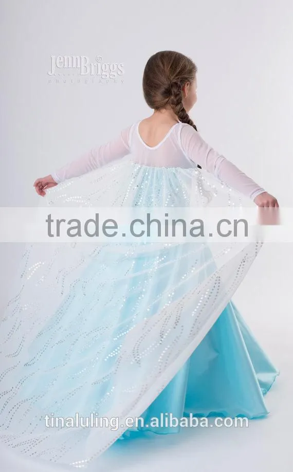 2015 new arrival child dress kids glitter sequin wedding dress child clothes girls long dresses