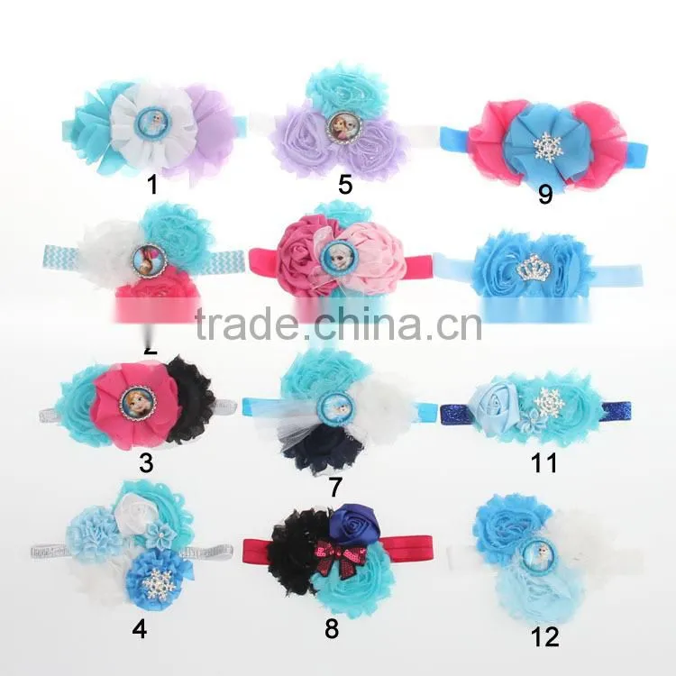 Wholesale Boutique Satin flower feather baby hairband Princess tiara hair accessories