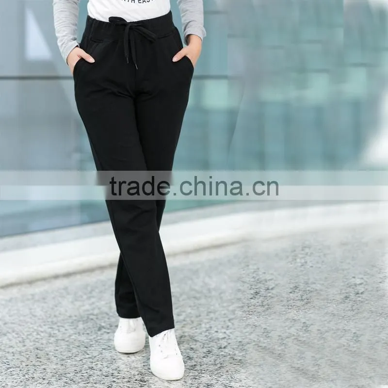 Wholesale Womens 100% Cotton Top Quality Custom Plain Sweatpants Causal Pants 2015