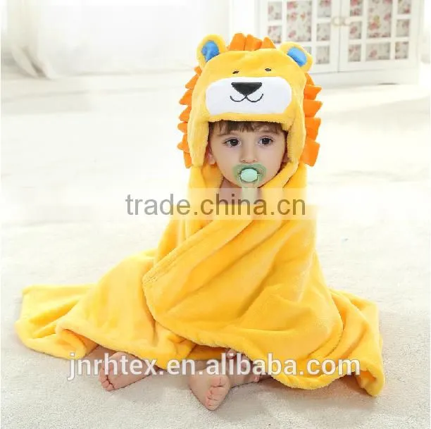 Embroidery designs animal cartoon wholesale bathrobe/premium flannel baby towel for bathroom