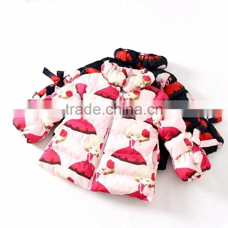 OEM new style fashion ultralight girl printing waterproof duck down feather jacket