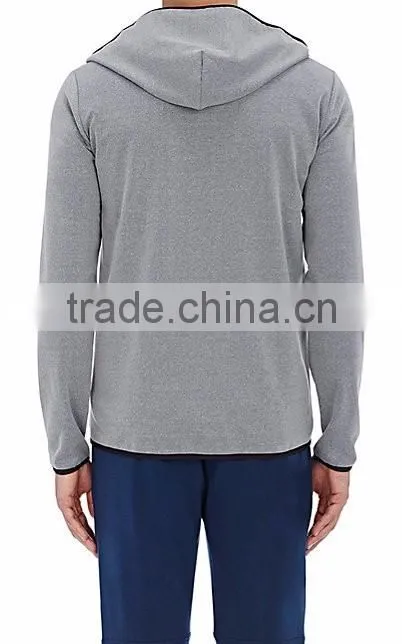 light grey tech-jersey zip-front Damenn hoodie styled with black tech-fabric trim