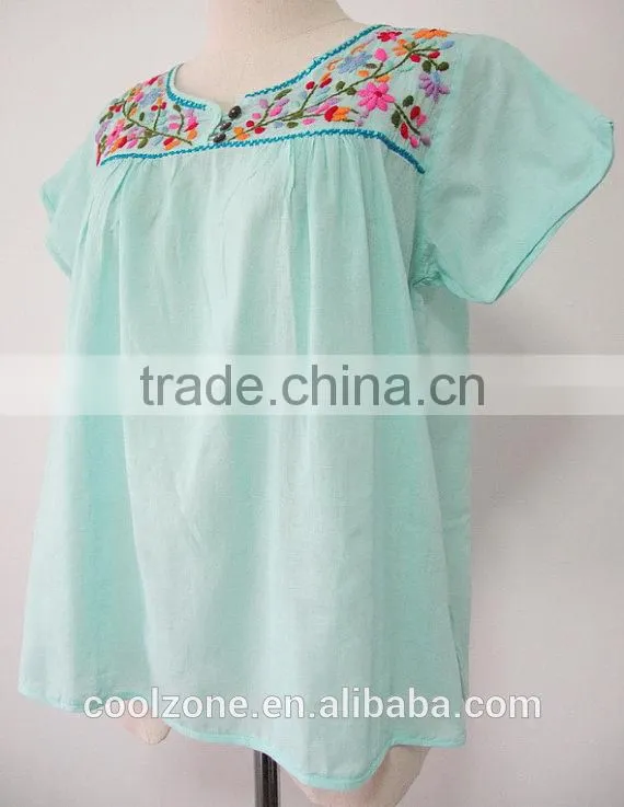 Wholesale Mexico manufacturers embroidered blouse ladies blouses
