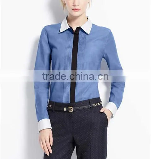 long sleeves pintuck formal shirt for women