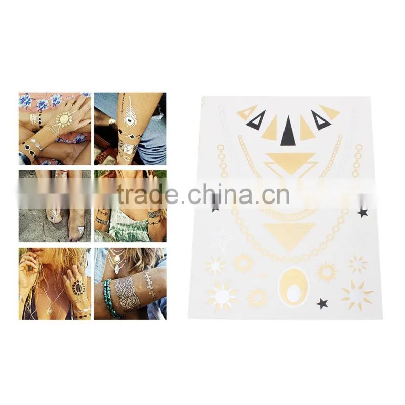 Hot Sale Triangle Pattern Metallicluster Waterproof Temporary Tattoo Stickers