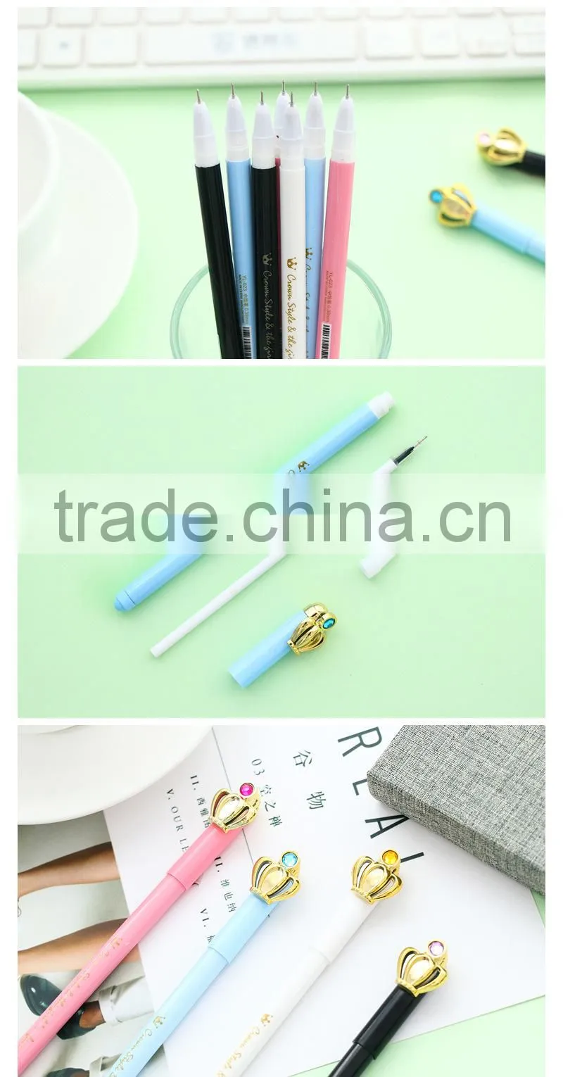New hot sale promotional crown diamond gel ball pen school student gift