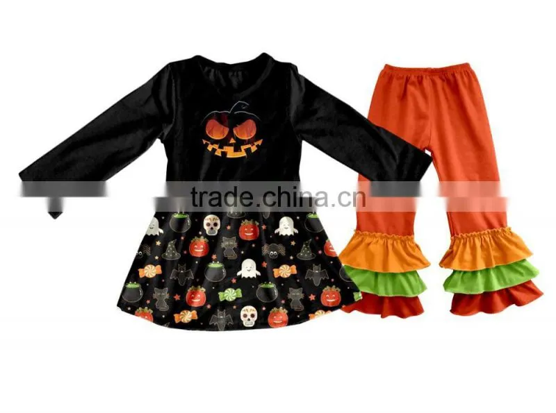 Newest Toddler ruffle pants Children Boutique Halloween Clothing Sets Kids Outfits Fall Baby Girl Clothes