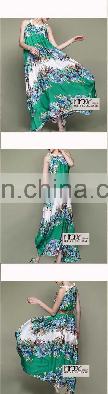 Europe style lady prints sleeveless comfortable dress