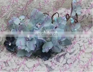 Aidocrystal classic blue flower hair pins with crystal hair accessories,floral tiaras,princess hair clip