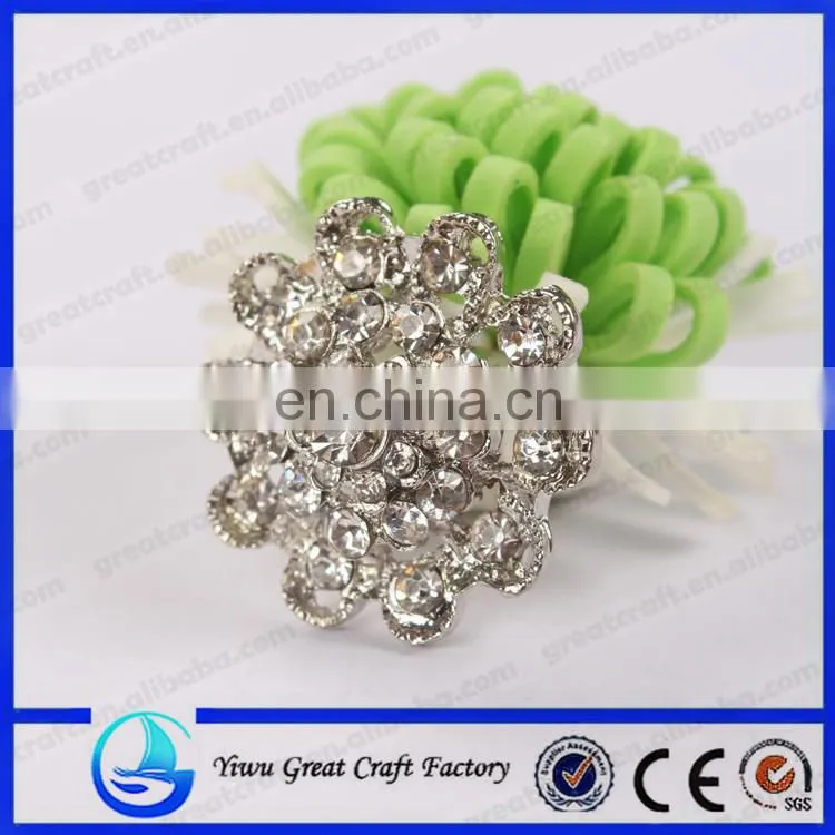 2015Fashion Silver Crystal Rhinestone Pearl Button with Metal Base