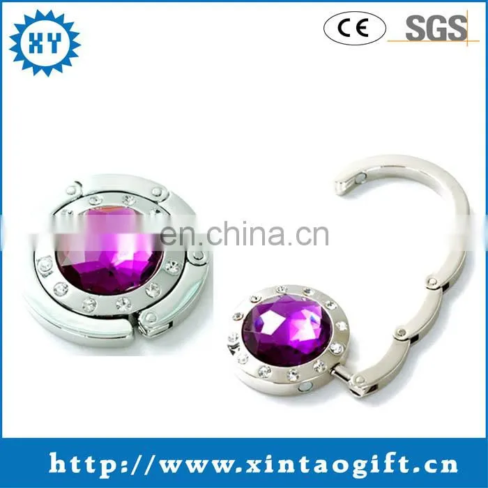Wholesale promotion custom metal diamond bag hanger keychain