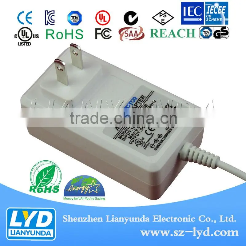 CLASS 2 KC Approval 12V2A white/black wall mounted Power adapter for camera and led light