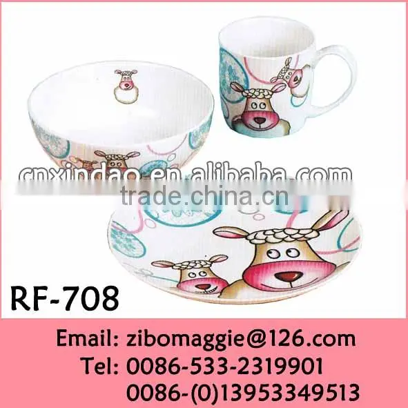 White Porcelain Dinnerware with Cartoon Design for Promotion Tableware