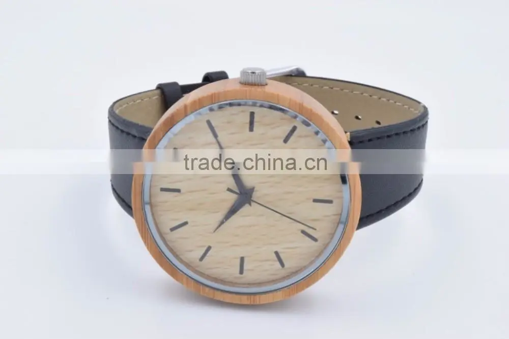 Wholesale customized personalized Fashion Wood case Watch Men Custom Logo Wrist Watch With Leather Band