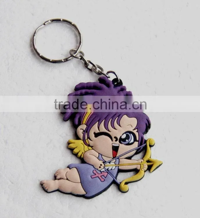 3D cartoon debossed silicone keychain, bulk custom Soft PVC key rings for promotion
