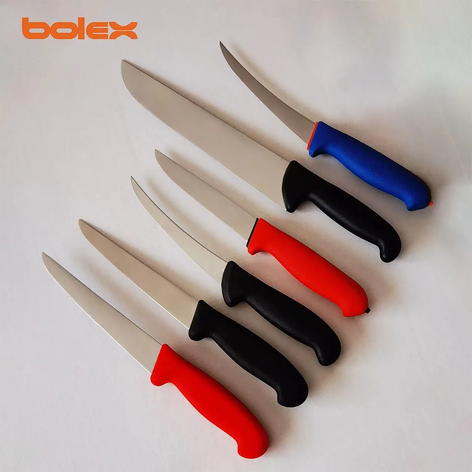 屠宰屠夫刀剔骨刀牛扒刀弹性彩色柄双色柄butcher knife slaughter boning flexible skinning trimming knives color coded hand