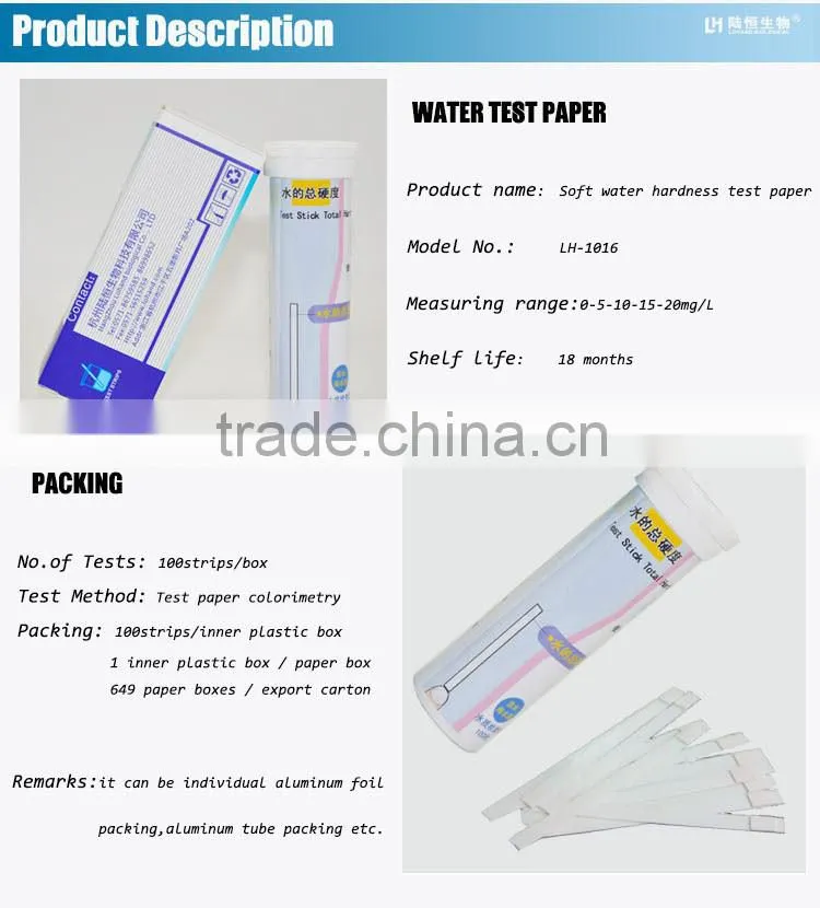 wholesale soft water total hardness indicator paper