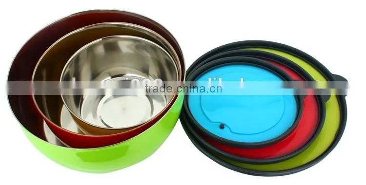 Color tableware mixing bowl tiffin box stainless steel keep food fresh Storage Boxes with plastic lid
