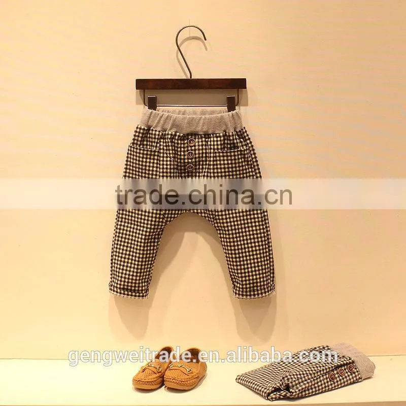 2015 Korean version of the new spring and summer boy pants kids plaid long pants
