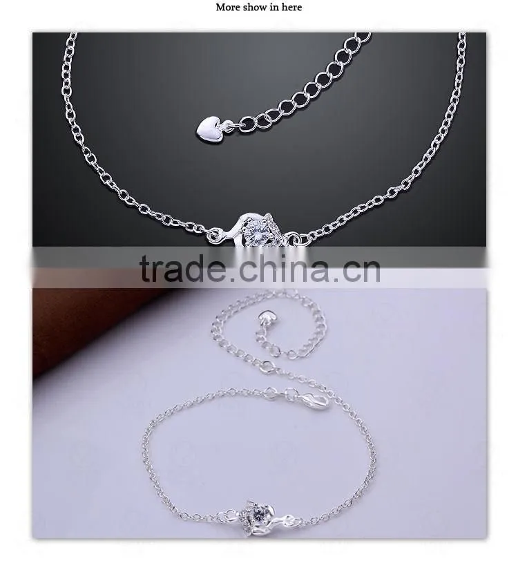 New Style Christmas Gift Eco-friendly Copper Children Silver Foot Chain
