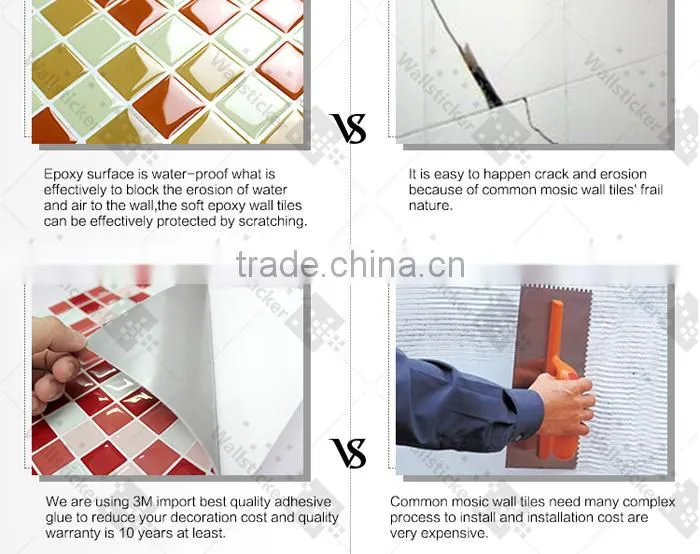 Yashi Removable waterproof kitchen tile sticker for wall decoration