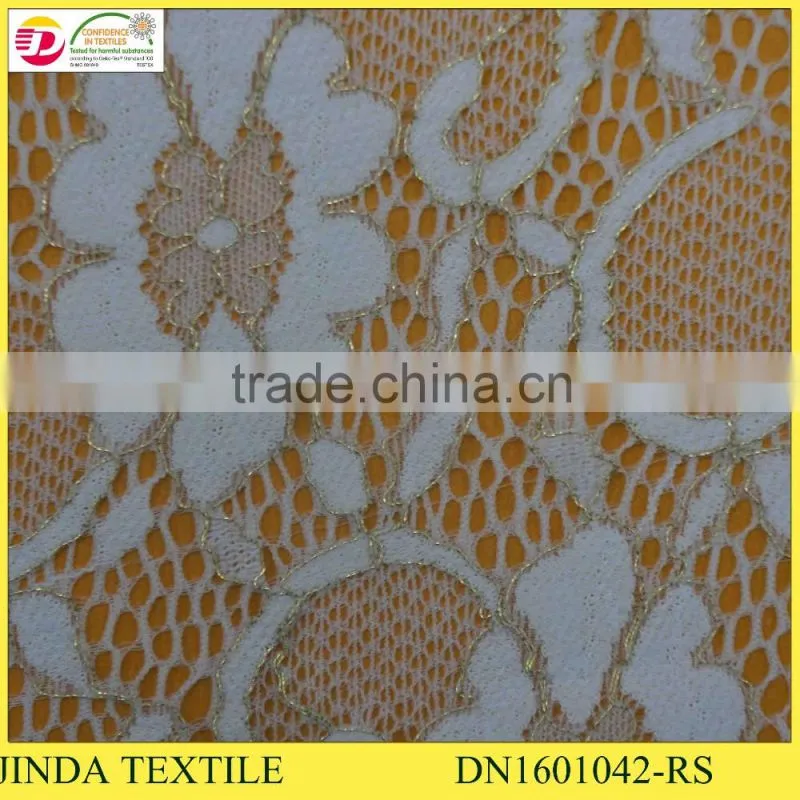 High Quality Wholesale Nylon Spandex Eco-Friendly Metalic Cord Lace Fabric
