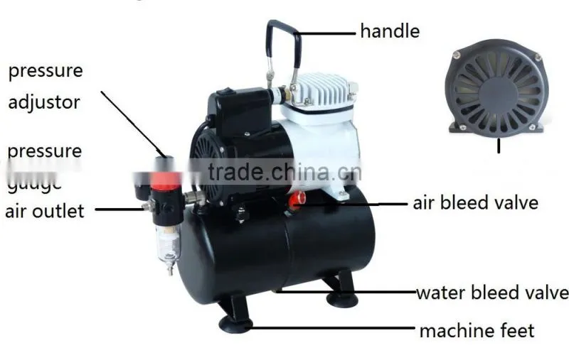 AF186 airbrush compressor with fan and airbrush pressure compressor pump