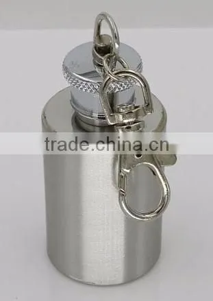 1oz Mini Type and Metal Body Material stainless steel hip flask with keychian and laser logo