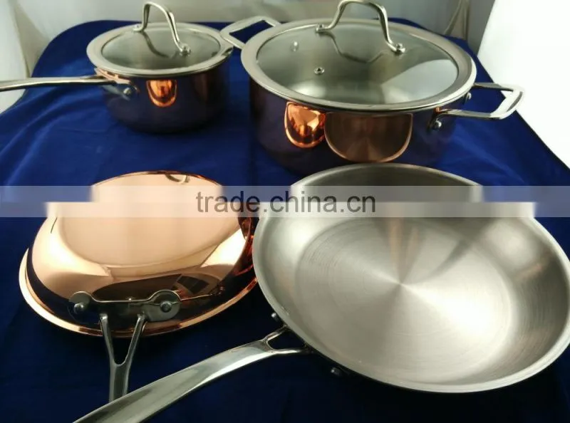 Forged/Pressed 3ply Clad Aluminum Copper non stick Fry pan Cookware Used in Chef